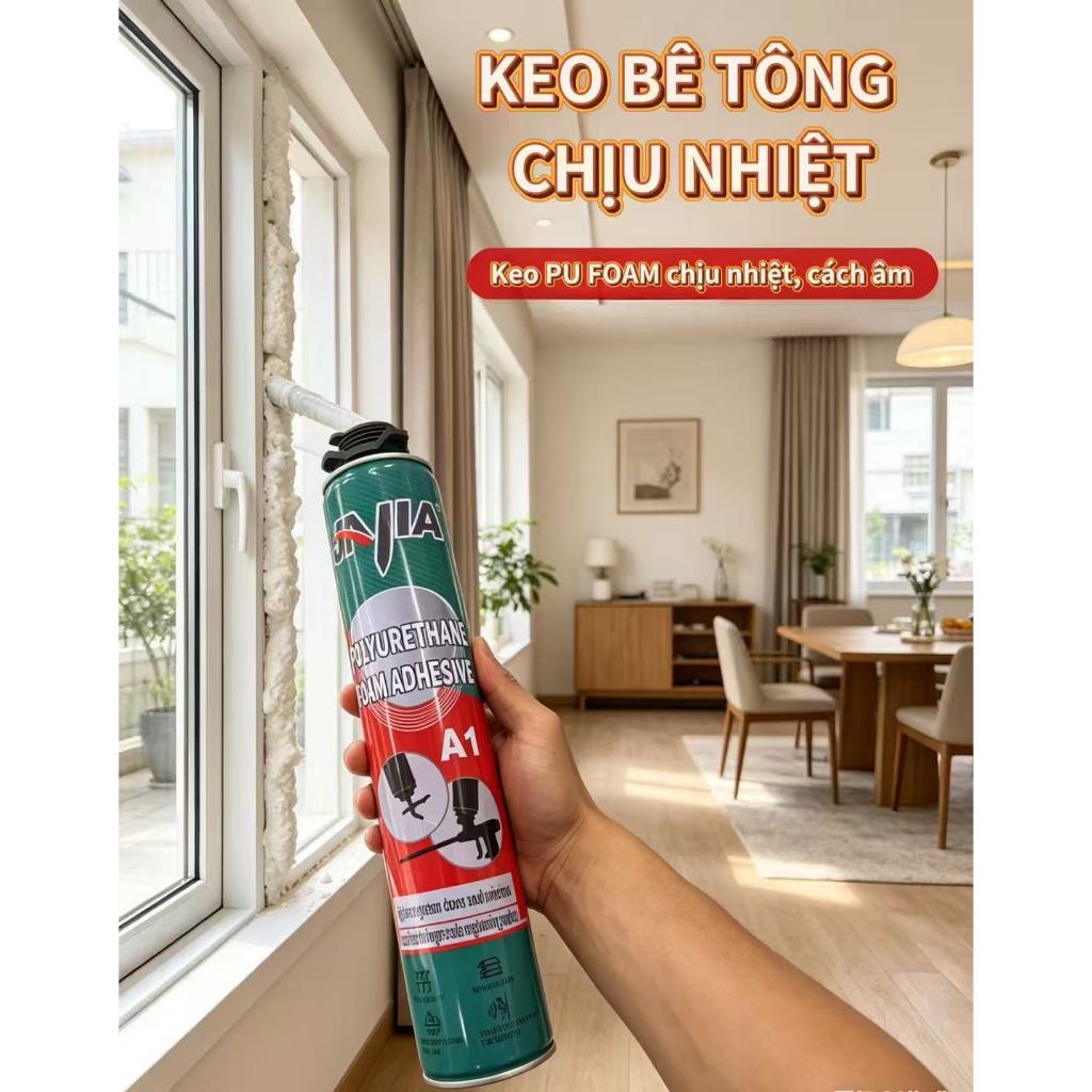 Keo Bọt PU Foam A1 Aegis 750ml Keo Bọt Nở Trám Khe Hở Cách Âm Cách Nhiệt Chống…