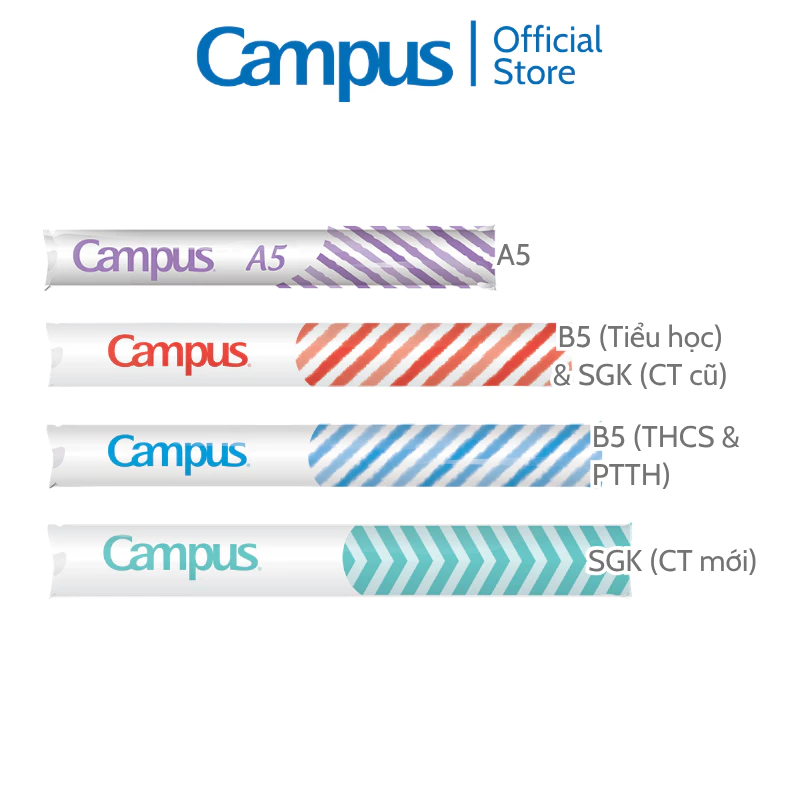 Bao Nylon Bọc Sách/ Vở Cấp 1 2 3 Khổ A5/ B5/ SGK Cuộn 10 Tờ Chính Hãng Campus