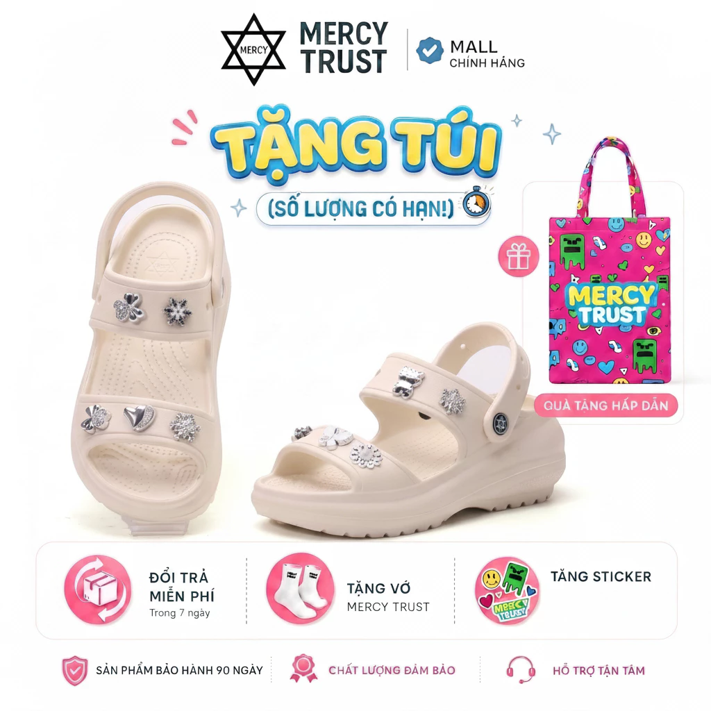 [TẶNG TÚI HALLOWEEN] Kèm Sticker, Vớ - Dép MERCY TRUST Tow MC04 Cao 6cm Chất Liệu EVA Không Mùi Êm Nhẹ