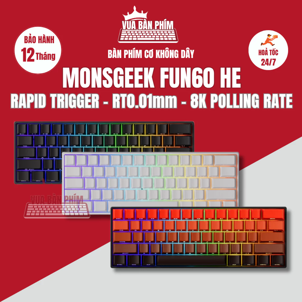 Bàn phím cơ gaming Akko Monsgeek fun60 pro rapid trigger , polling rate 8k , switch từ tính, led rgb, chuyên game fps