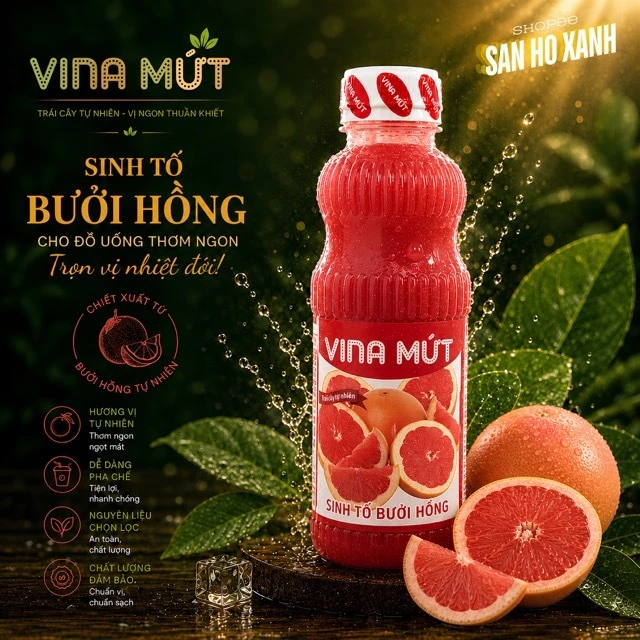 [Sinh Tố Trái Cây] Vina Mứt 1000 ml - Chuyên Dùng Pha Chế Trà Sữa, Trà Trái Cây, Sinh Tố, Sữa Chua, Panna Cotta,...