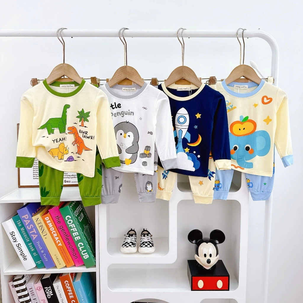 Bộ Dài Tay MINKYMOM Vải Thun Lạnh Cho bé Đi học Đi chơi,  TD-IN139
