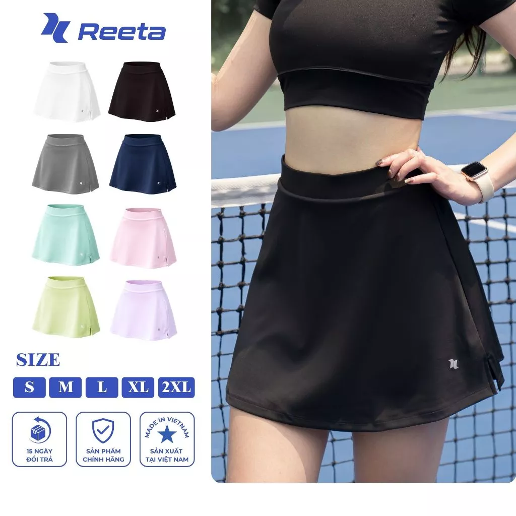 Chân váy thể thao 2 lớp Reeta form chữ A chất vải co giãn chống nhăn tập aerobic,chạy bộ, golf, tennis,cầu lông-A241