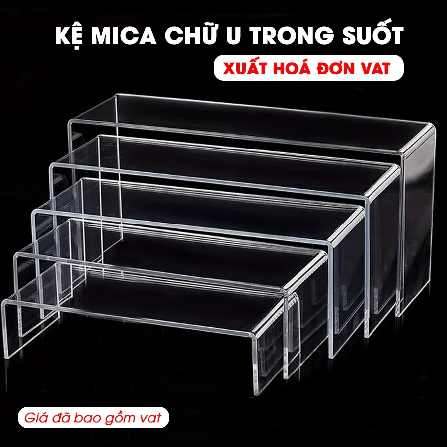 (Xuất hoá đơn VAT) 2 Kệ trưng bày sản phẩm,  Kệ mica trong suốt chữ U, Kệ trưng bày mô hình, mỹ phẩm