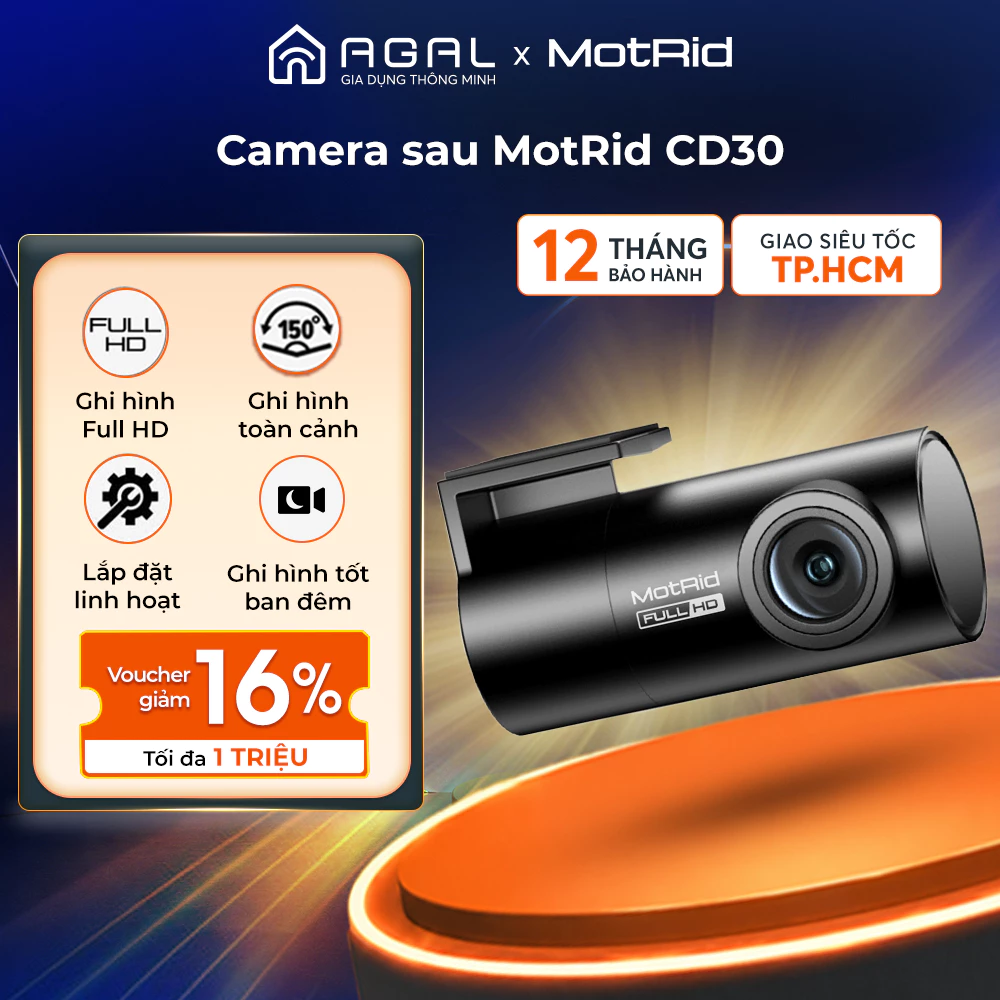 Camera hành trình sau MotRid CD30 Full HD, Ghi hình tốt ban đêm, Bảo hành 12 tháng