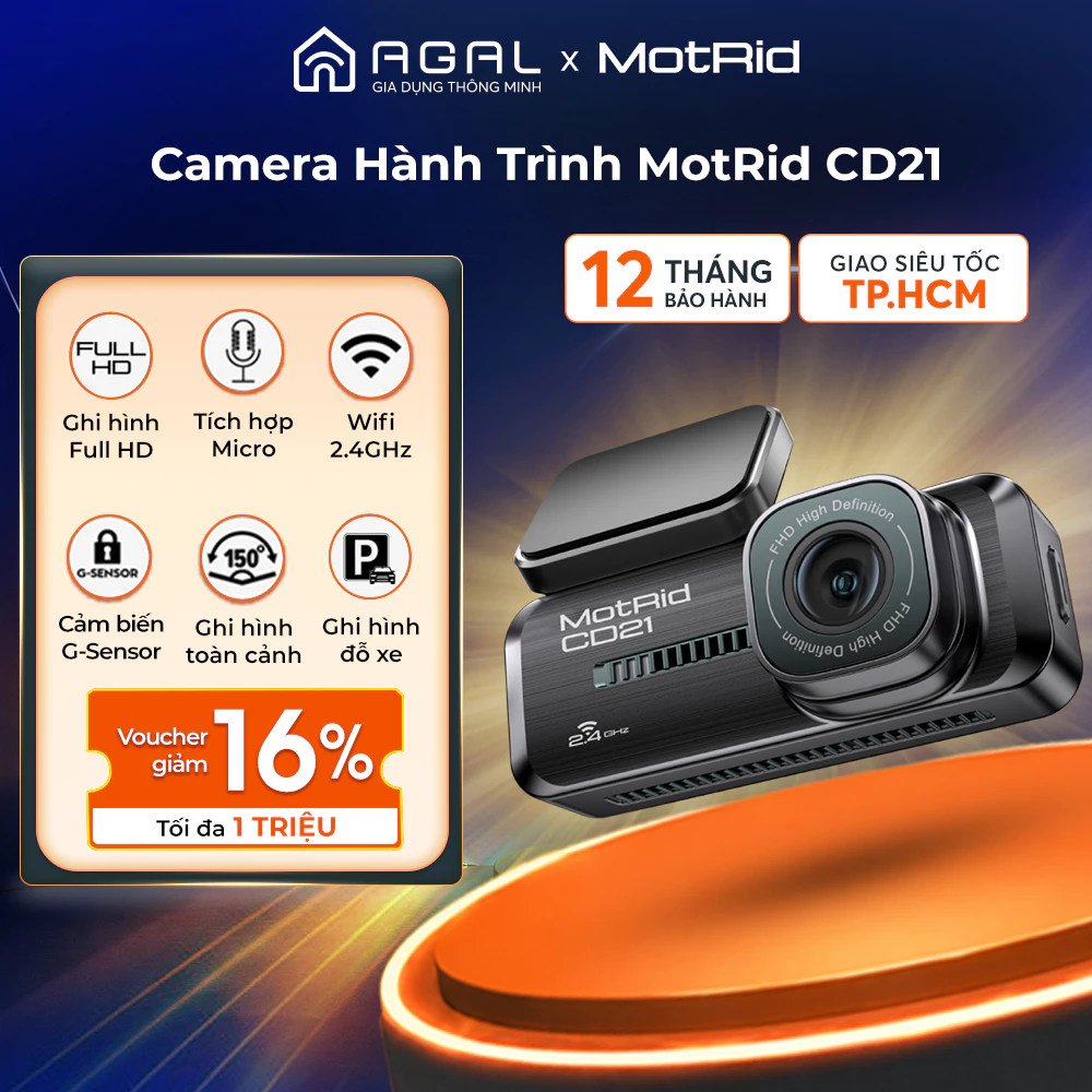 Camera Hành Trình MotRid CD21 Full HD Wifi 2.4GHz, Bảo hành 12 tháng