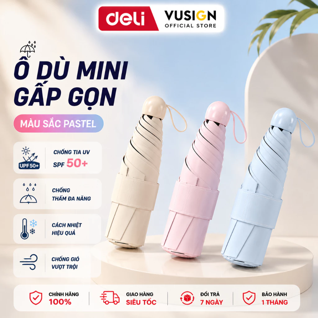 Ô Dù Mini Gấp Gọn Bỏ Túi Chống Tia UV Che Nắng Mưa Chống Thấm, Siêu Nhẹ, Tiện Lợi Đi Du Lịch, Đi Học