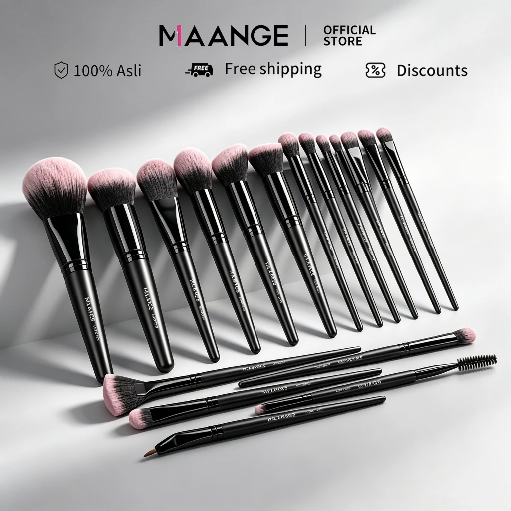 MAANGE Bộ 18 cọ trang điểm cọ makeup chuyên nghiệp lông siêu mềm mại kèm túi đựng cọ 51239