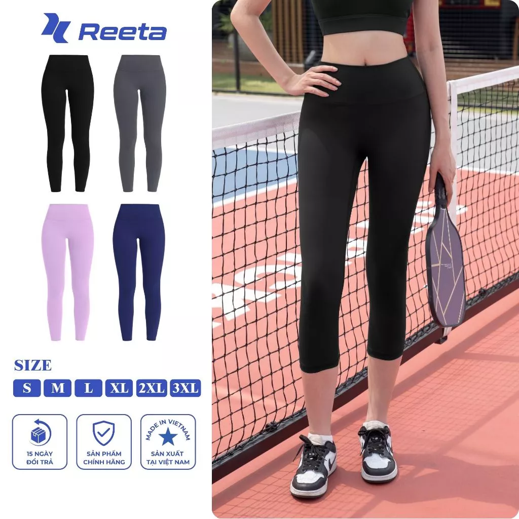 Quần thể thao legging lửng dài Qua Gối Nữ Thương Hiệu REETA,Tập Gym,Yoga,Aerobic...  - A057