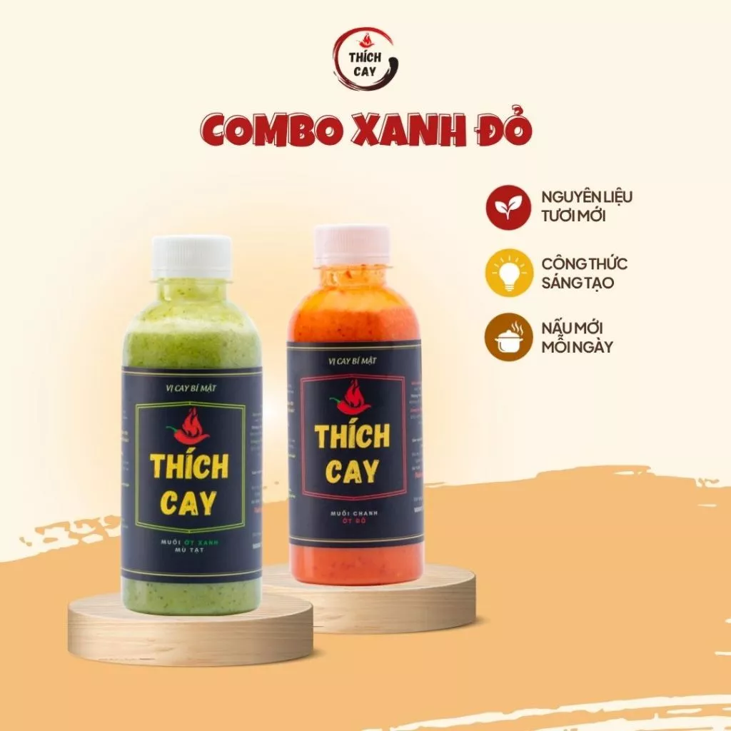 Combo Thịt nướng & Hải sản - Muối ớt đỏ, Muối ớt xanh mù tạt 250ml