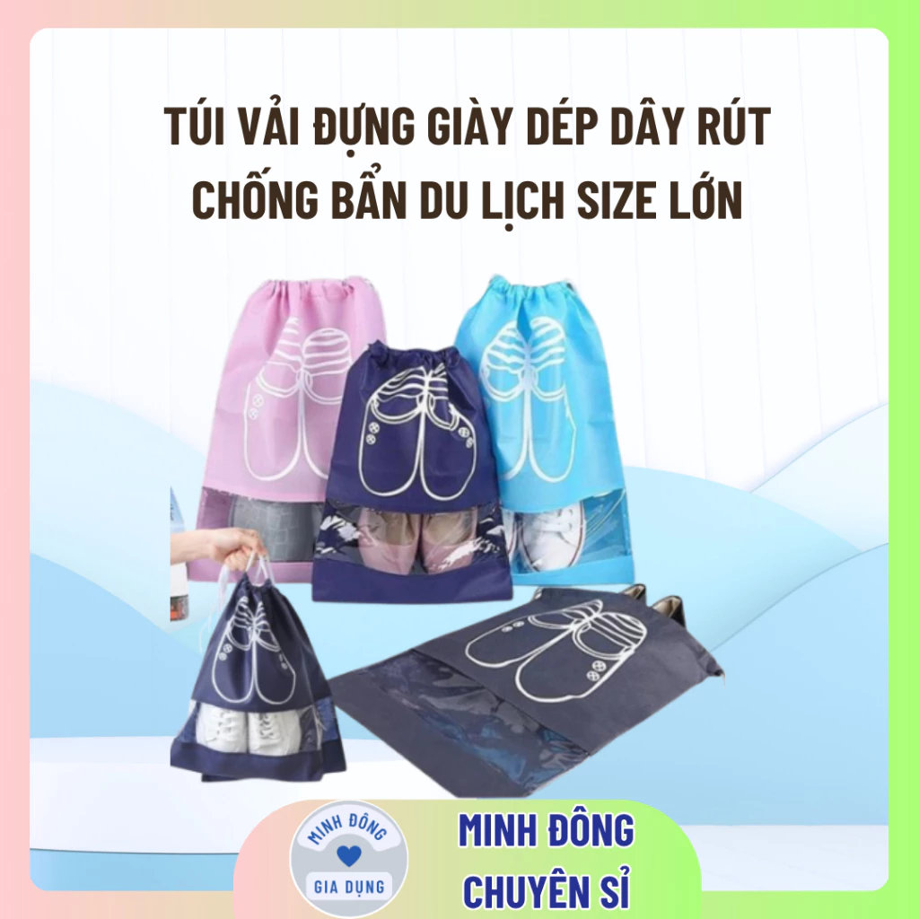 Túi Vải Đựng Giày Dép Dây Rút Chống Bẩn Du Lịch Size Lớn Với Họa Tiết Thiết Kế Đẹp Mắt