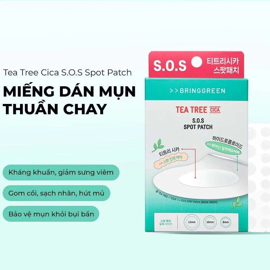Bring Green Miếng dán mụn Tea Tree Cica S.O.S Spot Patch