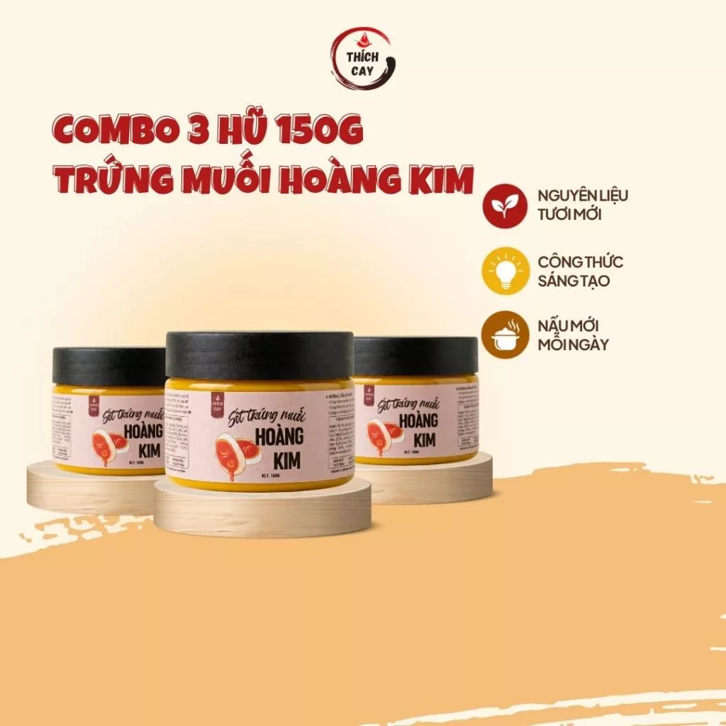 Combo 3 hũ sốt trứng muối hoàng kim Thích Cay 150g dùng cho các món ốc, hải sản