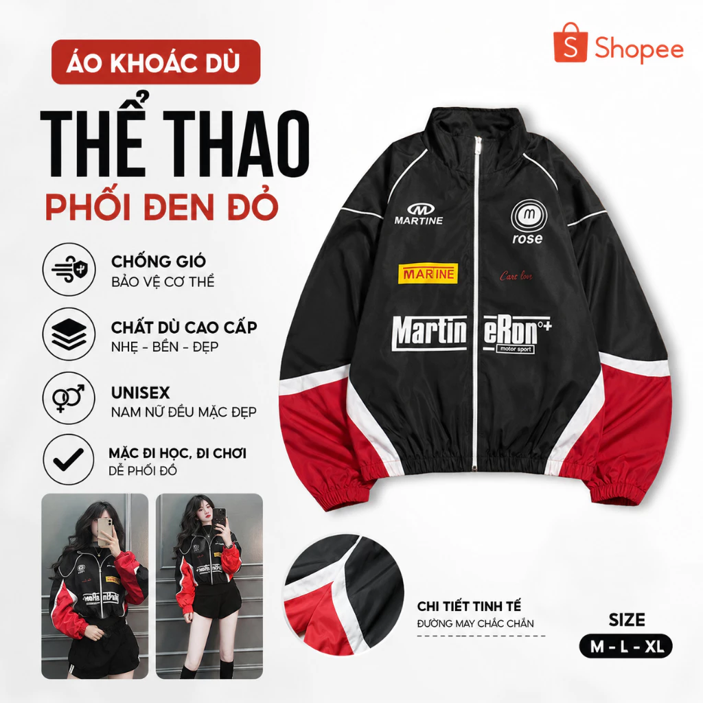 Áo Khoác Dù Racing Lững Form Croptop Chất Dù 2 Lớp In Đẹp