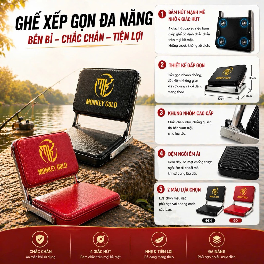 Ghế Câu Cá Gấp Gọn Đa Năng Cao Cấp MK