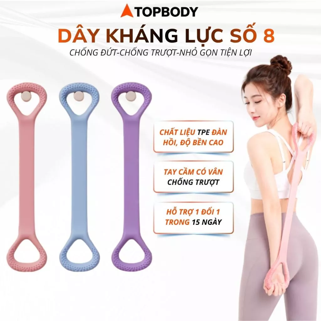 [BH 1 ĐỔI 1] Dây Kháng Lực Số 8, Dây Kéo Đàn Hồi Đa Năng Tập Vai Lưng Co Giãn TOPBODY - DAYDH