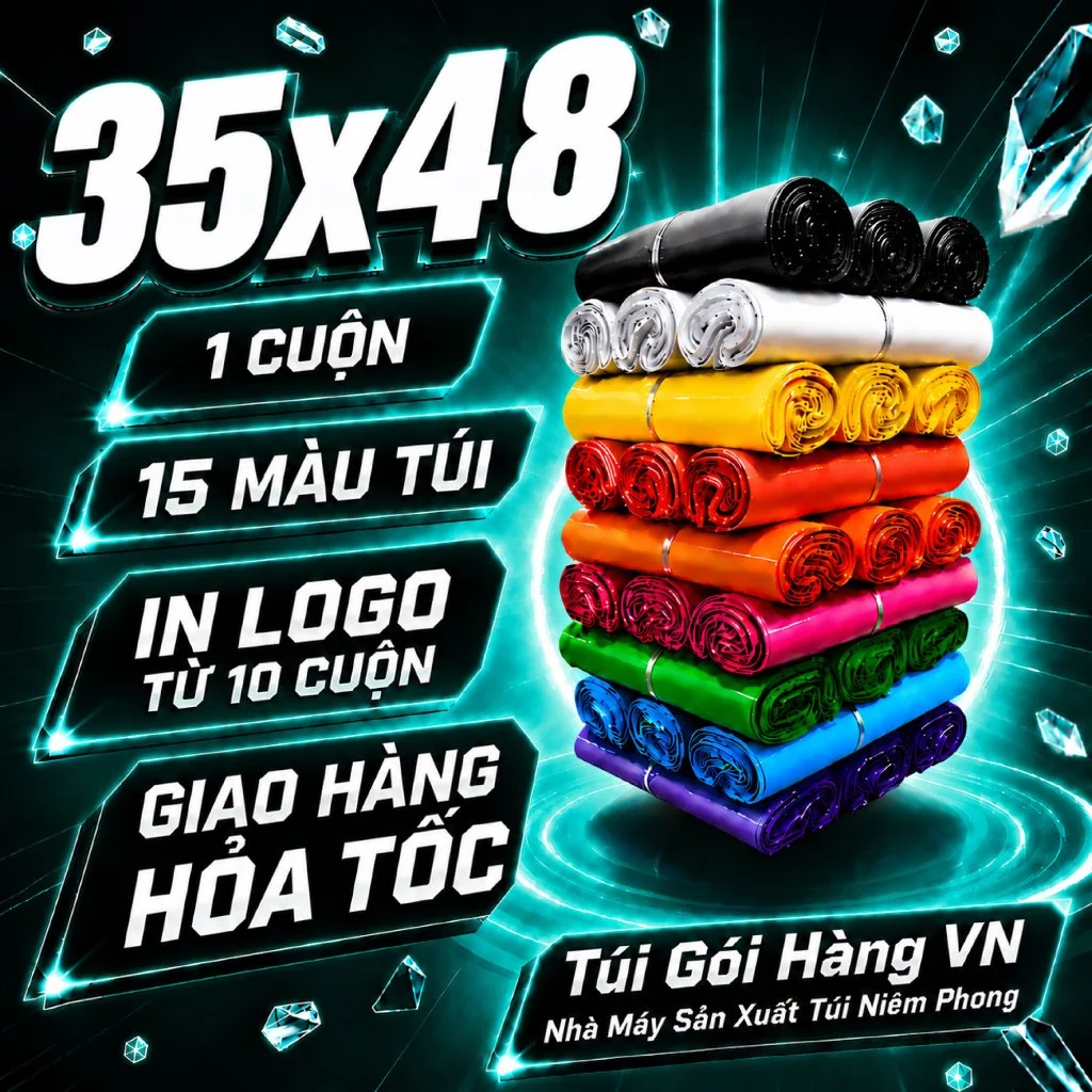[1 Cuộn] Túi Niêm Phong 35x48 Đóng Hộp Giày, Giao Hỏa Tốc, Giá Đã Bao Gồm VAT - Túi Gói Hàng VN