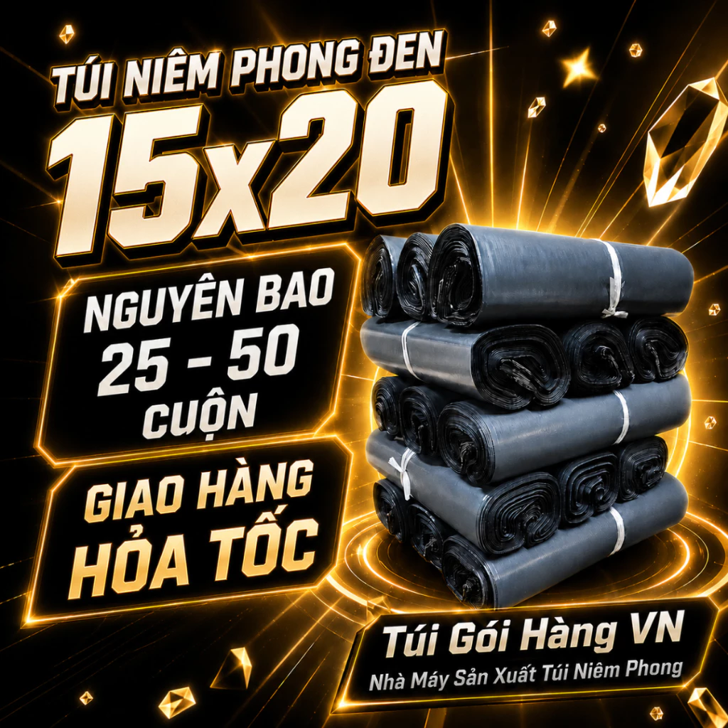 [NGUYÊN BAO] Túi Niêm Phong Xám Đen 15x20 Hỏa Tốc, Giá Đã Bao Gồm VAT - Túi Gói Hàng VN