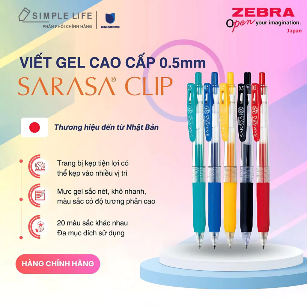 Bút Gel Zebra Ngòi 0.5mm FUTUREBOOK Phân Phối Chính Hãng - SARASA CLIP
