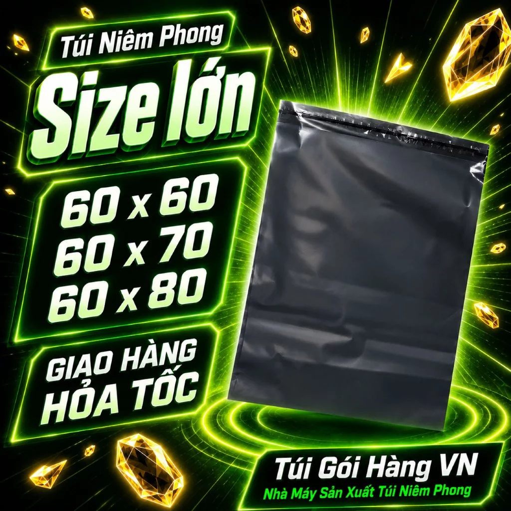[1 Cuộn ] Bao Niêm Phong 60x60, 60x70, 60x80 Cuộn 100 túi, Size Đại, Giá đã bao gồm VAT - Túi Gói Hàng VN