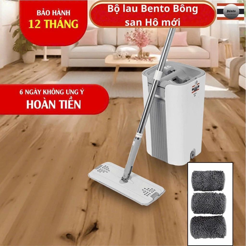 Bộ Cây Lau Nhà Tự Vắt  CAO CẤP Thông Minh Bento Mop Tv1