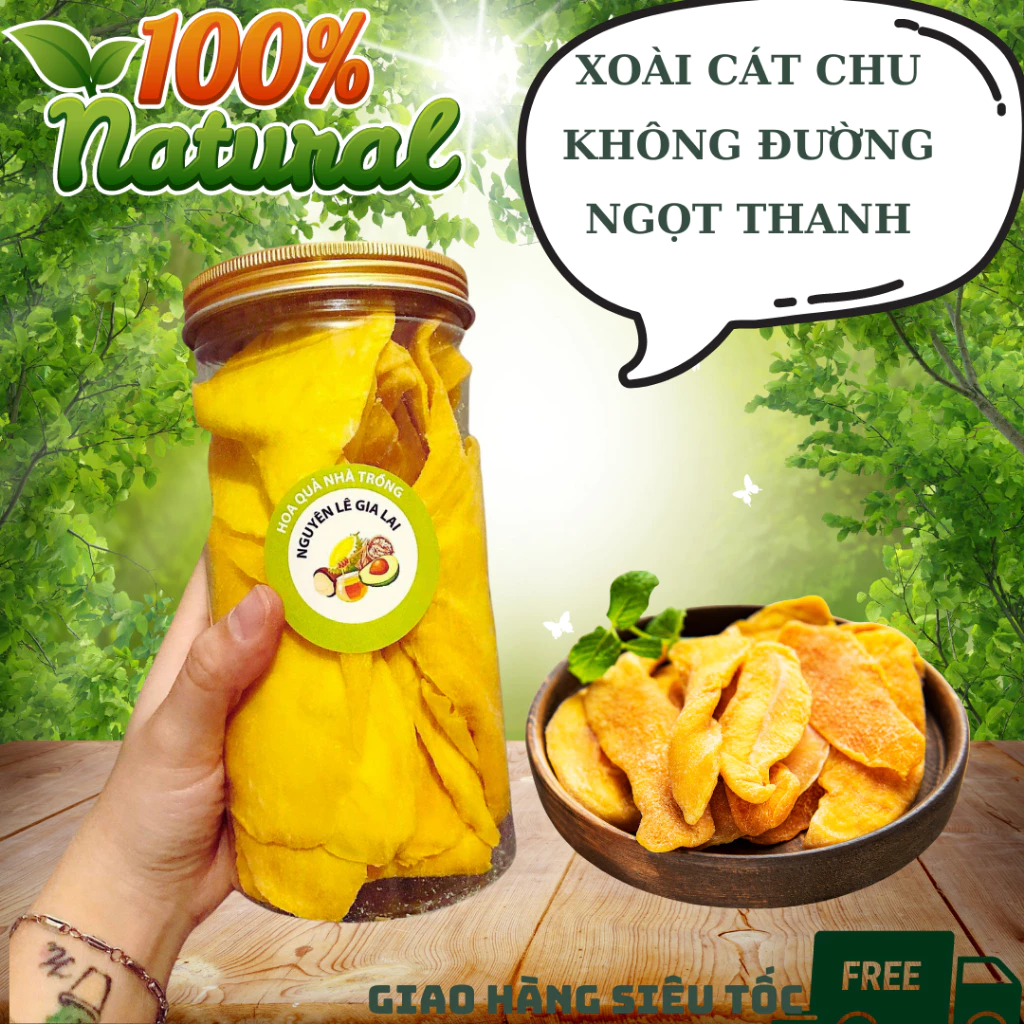 Xoài sấy dẻo nguyên miếng túi 500g, không xơ, chua ngọt thanh tự nhiên VitaFruit