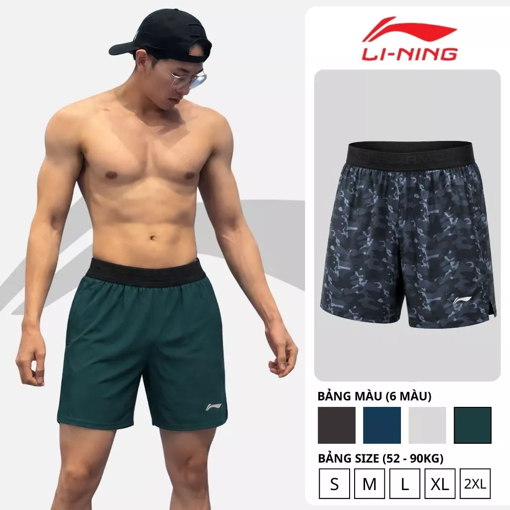 Quần đùi nam Li-Ning cạp chun K01, Quần short nam vải gió thể thao mềm mát Ultra Short TÚI KHOÁ KÉO