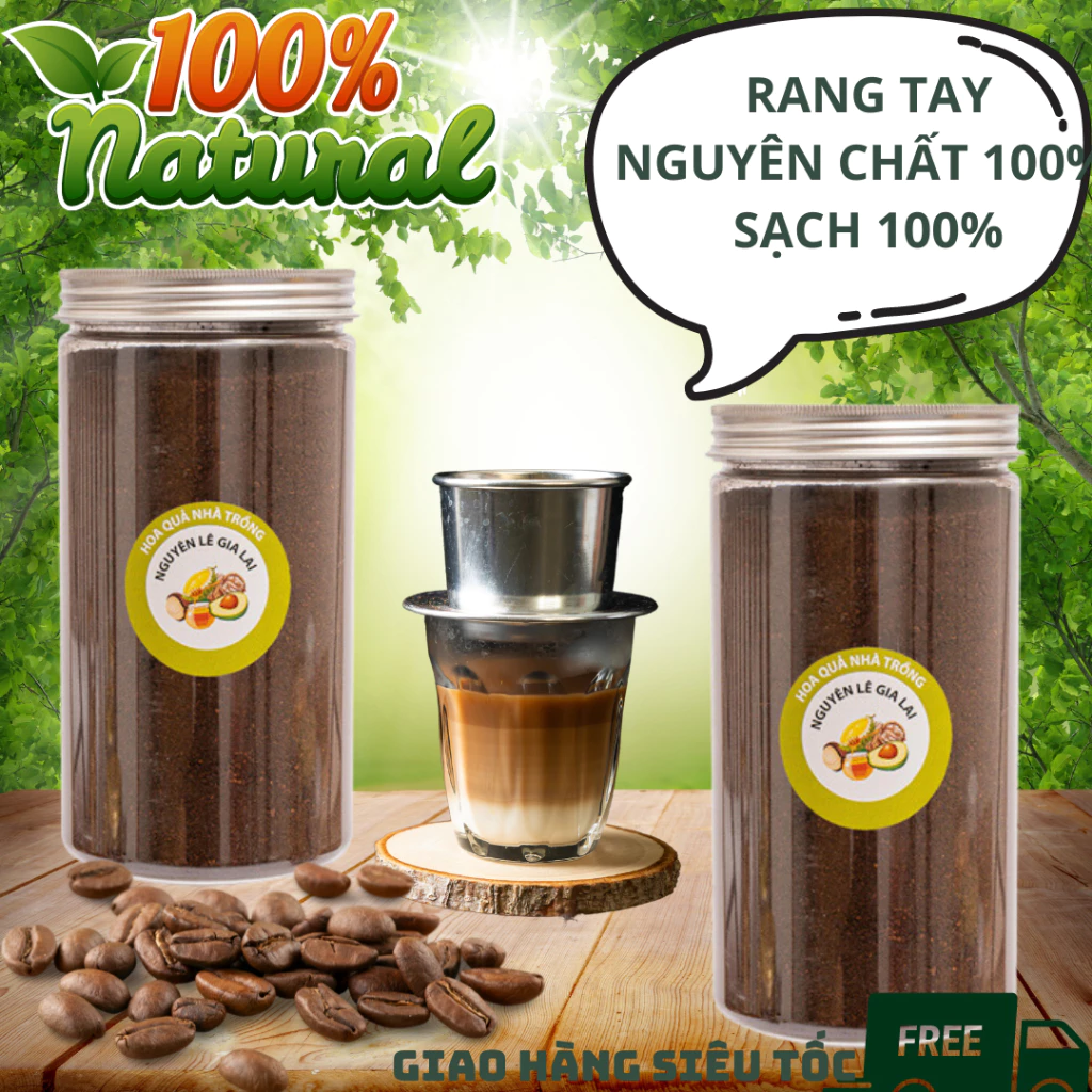 1kg Cà Phê Hạt Robusta Nguyên Chất Rang Mộc 100%