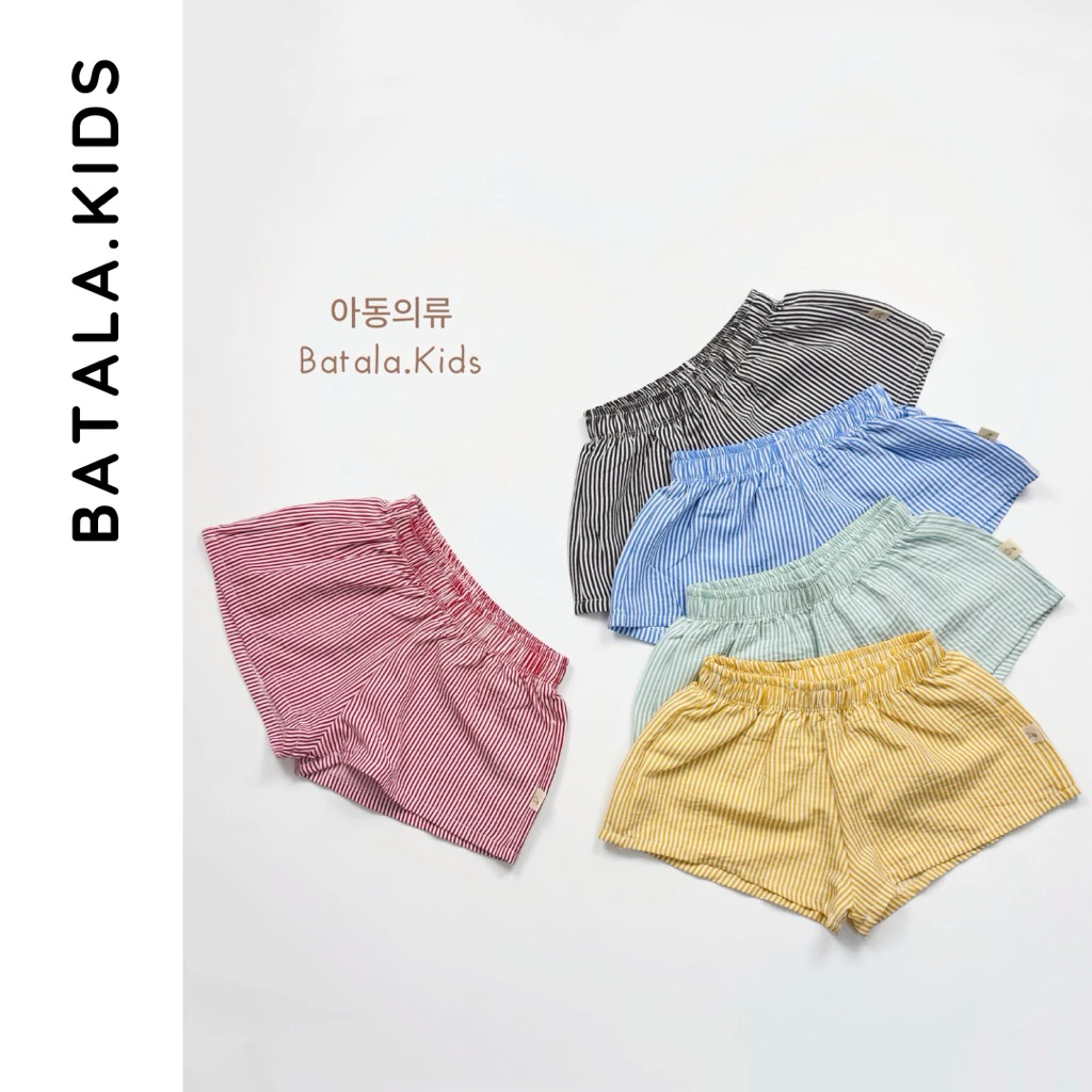 Quần đùi cho bé Batala Kids, Quần đũi kẻ cho bé trai và bé gái mềm mát QUẦN SHORT KẺ SỌC cho bé từ 10-25kg