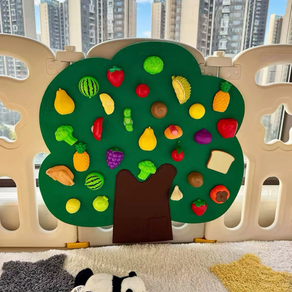 Cây Hái Quả Montessori Cho Bé, Đồ Chơi Bóc Tách Rau Củ Quả Giúp Bé Phát Triển Tư Duy Vận Động Tinh Cho Bé Từ 6 Tháng