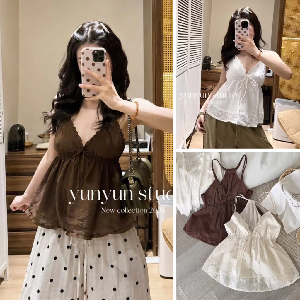 [HÀNG SẴN] Áo Hai Dây Thô Boi Bèo Ngực Sexy “Diana Top” 3722