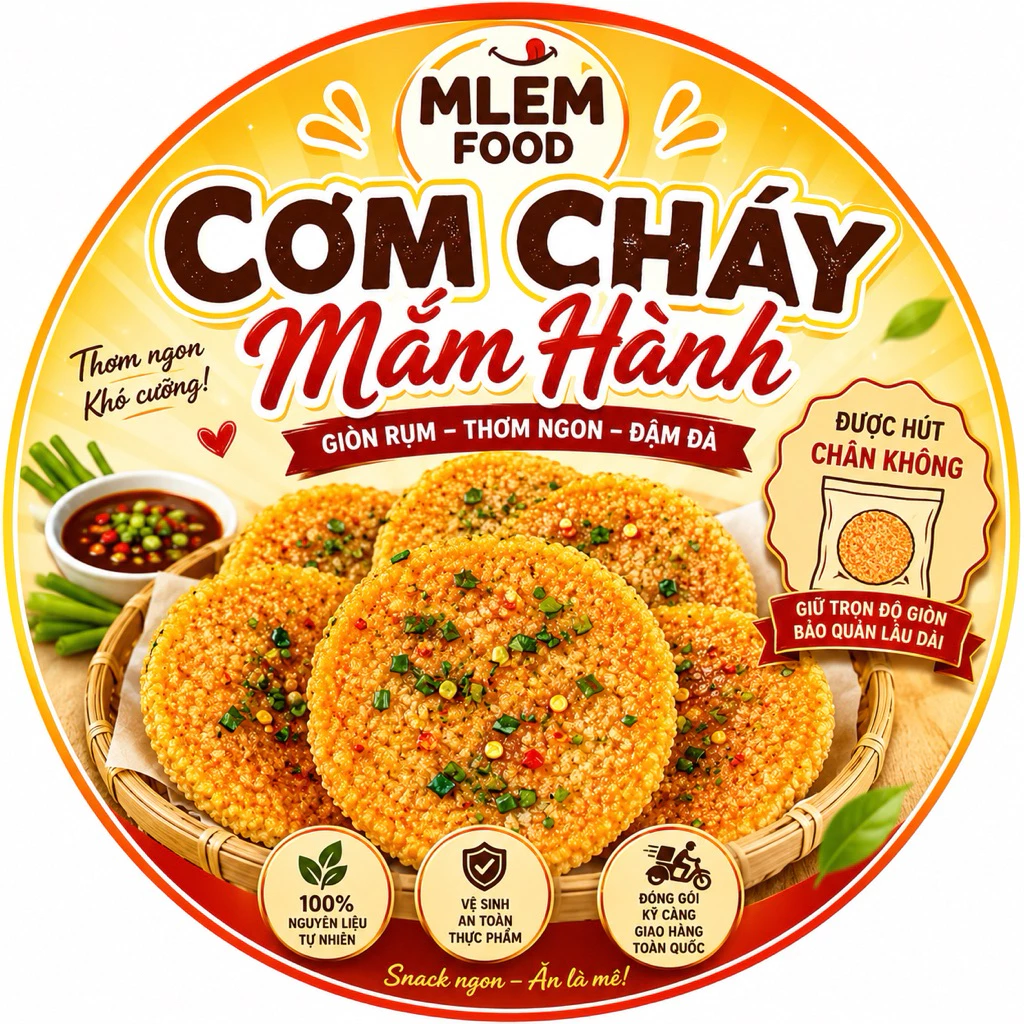 ( 12 túi mỗi túi 3 miếng) CƠM CHIÊN MẮM HÀNH ĐƯỢC HÚT CHÂN KHÔNG ĐẶC BIỆT THƠM NGON, VỊ ĐẬM ĐÀ NHÀ MLEM FOOD.