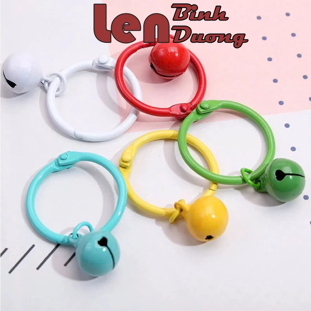 Móc Khóa Vòng Tròn Đường Kính 32mm Kèm Chuông Nhiều Màu – Phụ Kiện Handmade