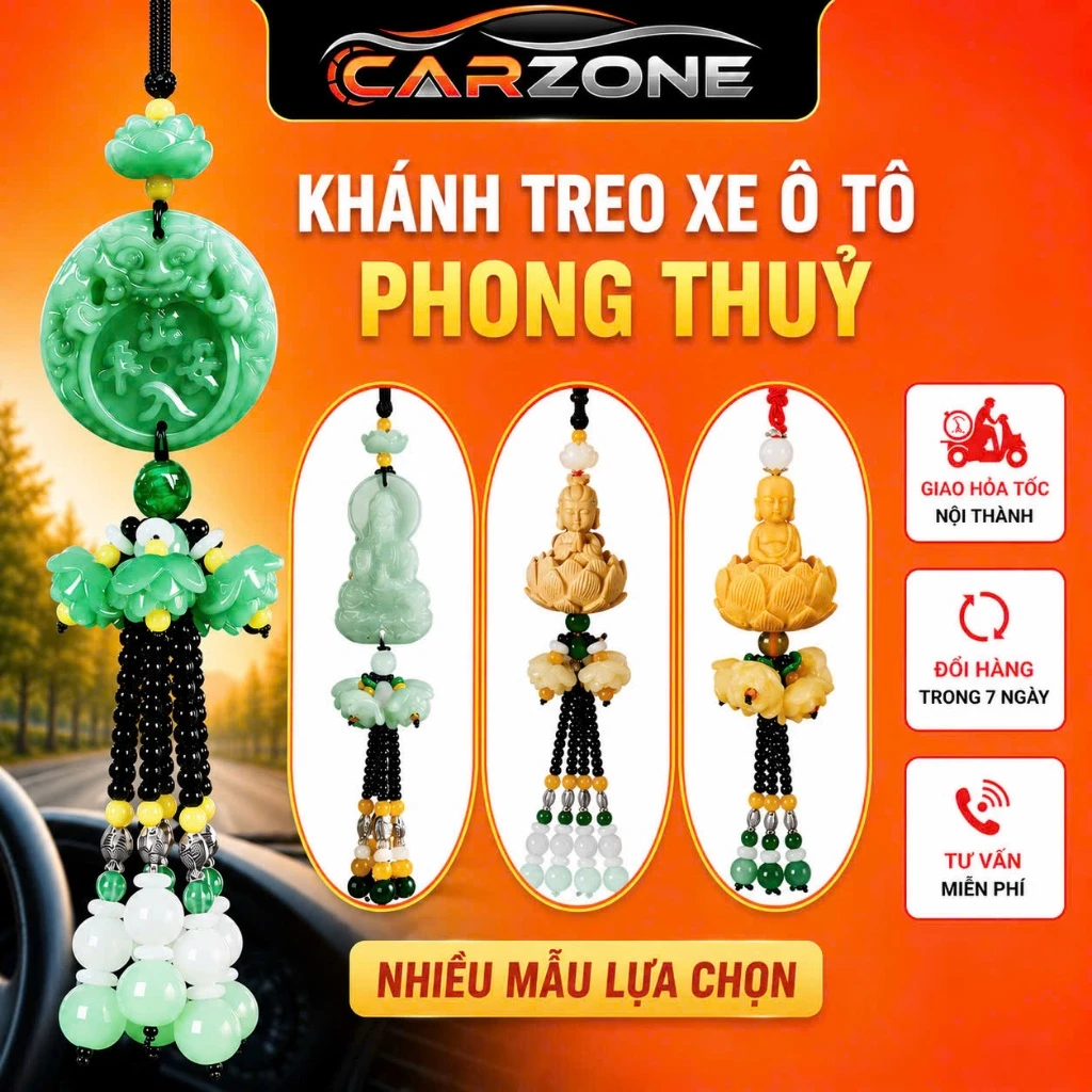 Khánh Treo Xe Ô Tô CARZONE Phong Thuỷ Bình An - Trang Trí Xe Hơi, Nhiều Mẫu Lựa Chọn