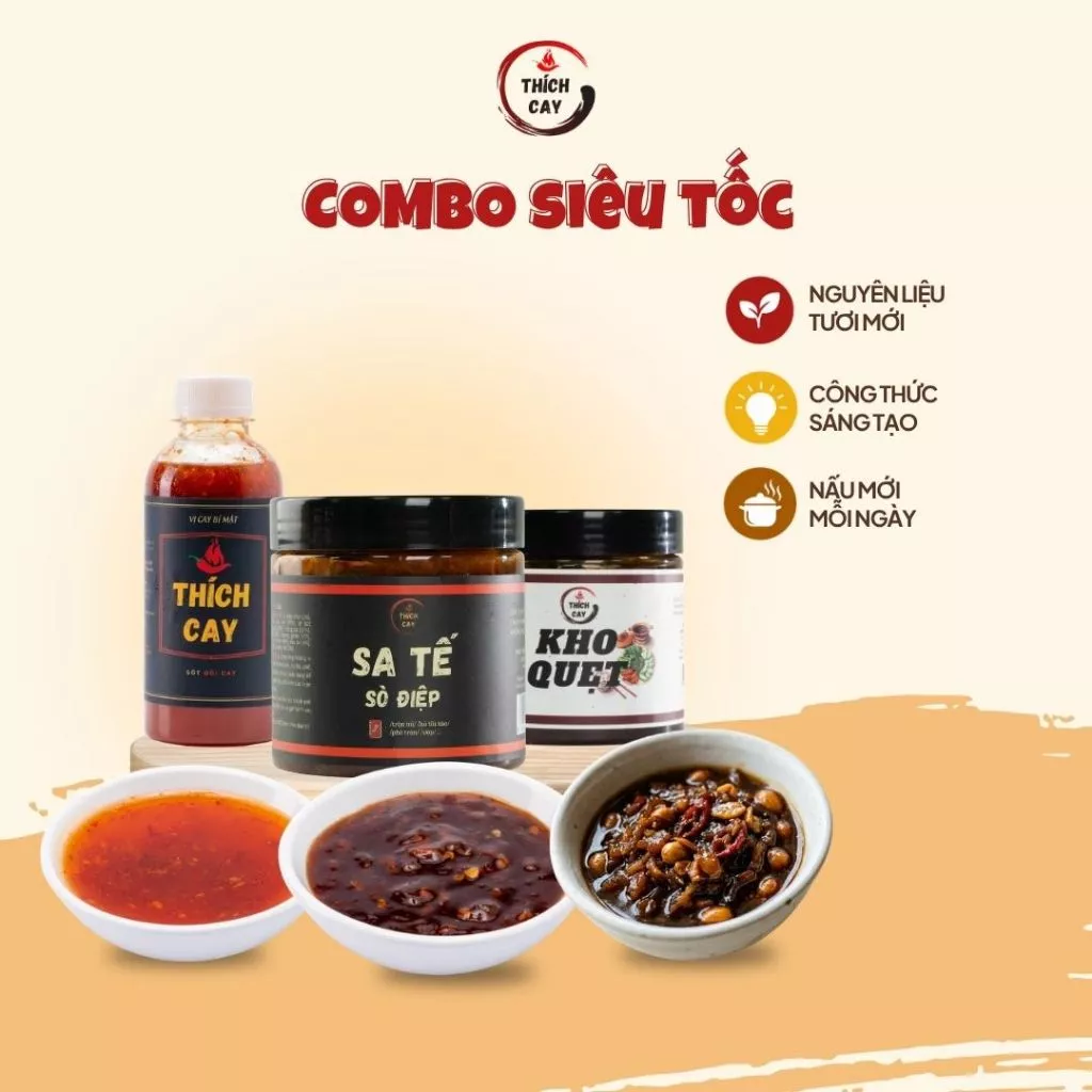 Combo Siêu Tốc - Sa tế sò điệp, Sốt gỏi cay, Kho quẹt tôm thịt 250g & 250ml