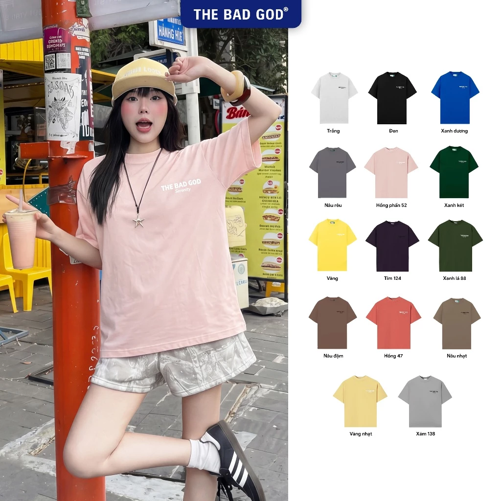 [Ngọc Kem] Áo thun cotton The Bad God Serenity mùa hè nhiều màu thoải mái Áo thun nữ Áo nữ