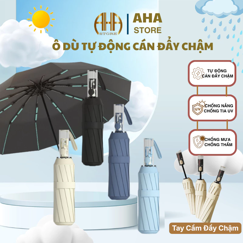 Ô Đi 2 Người Tự Động Dùng Đi Nắng Và Mưa, Ô Dù Tay Cầm Trong Suốt, Dày Dặn, Chống Tia UV