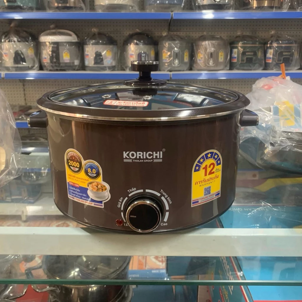 NỒI HẦM-NỒI LẨU ĐIỆN KORICHI KRC-1580 DUNG TÍCH 8L CÔNG SUẤT 2000w-BẢO HÀNH 12 THÁNG