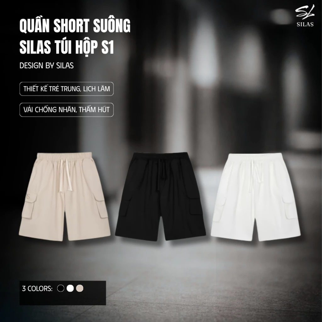 Quần short nam TÚI HỘP S1 , quần ngắn nam form ngang gối chất Kaki- Silas Unisex - QSLC02