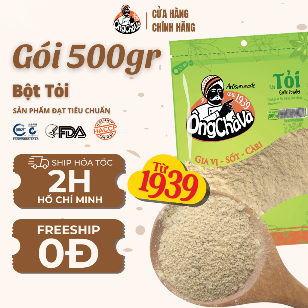 Bột Tỏi thương hiệu Ông Chà Và 500gr – Hàng Chính Hãng