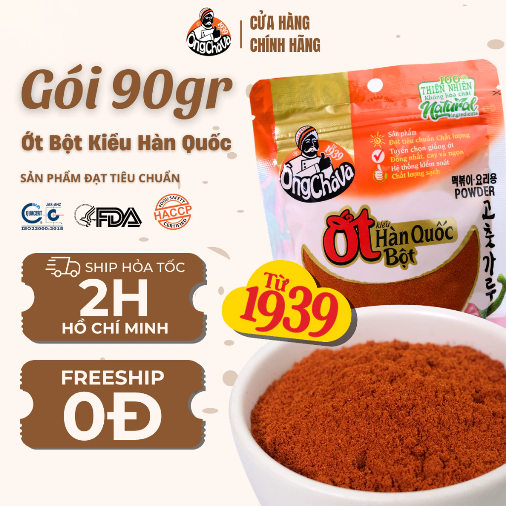 Ớt Bột Kiểu Hàn Quốc thương hiệu Ông Chà Và 90gr - Hàng Chính Hãng