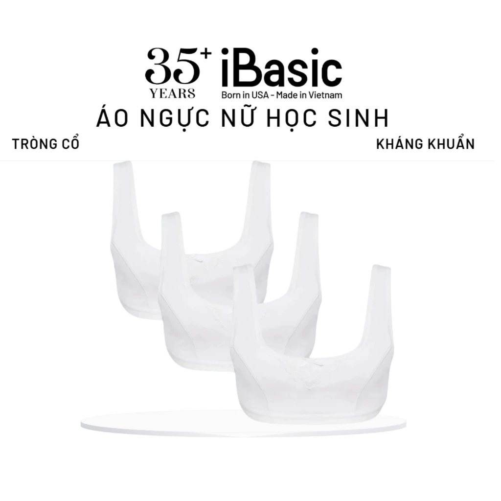 Combo 3 Áo ngực nữ học sinh iBasic tròng cổ với cotton USA kháng khuẩn BRAT003