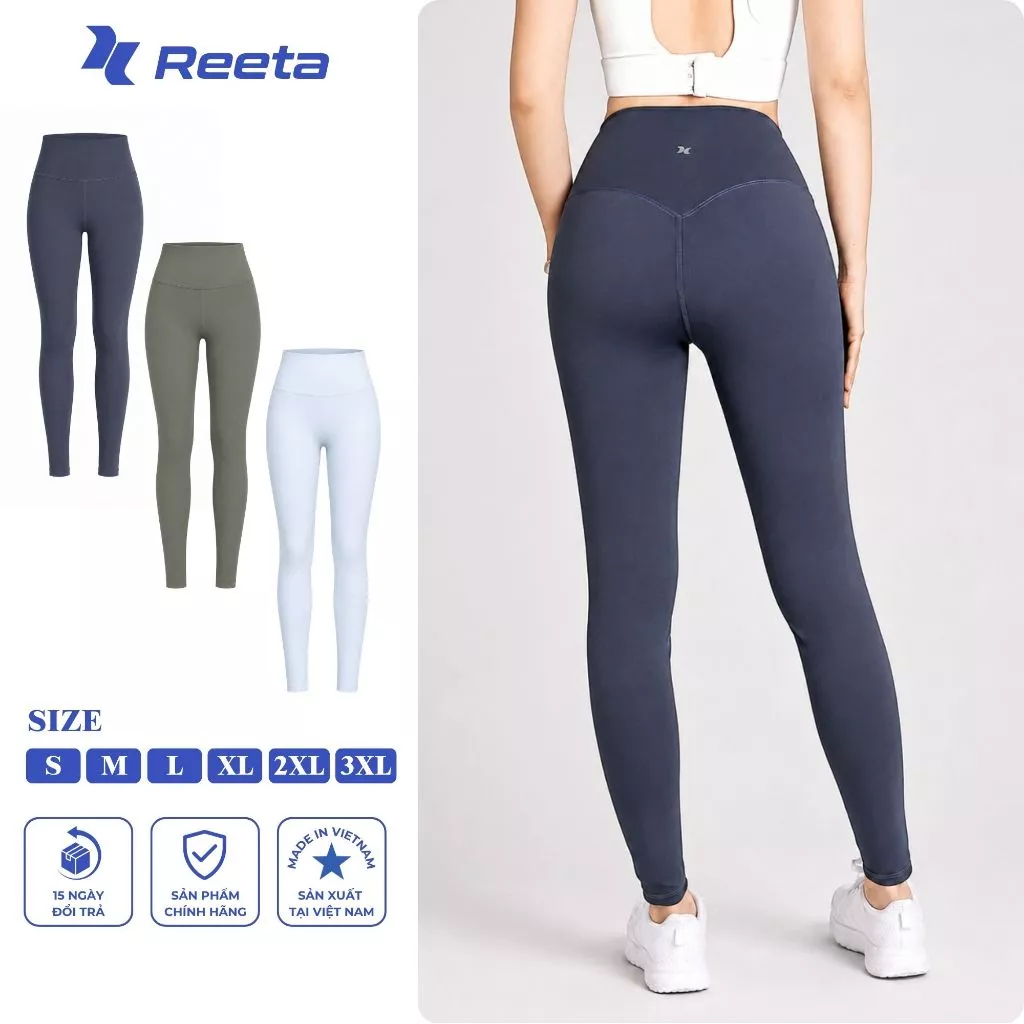 Quần dài legging thể thao nữ Reeta cao cấp chất vải POLYAMIDE SPANDEX co giãn, mềm mại form dáng cạp cao thể thao - A249