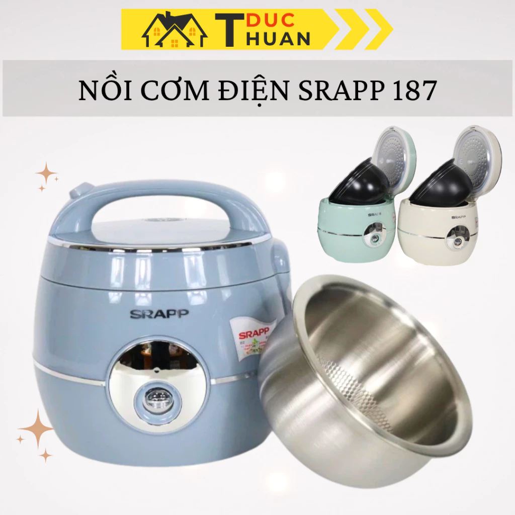 Nồi cơm điện SRAPP 187, nồi cơm lòng niêu giữ nhiệt cực tốt, chất liệu lõi inox, sứ - DT HOME