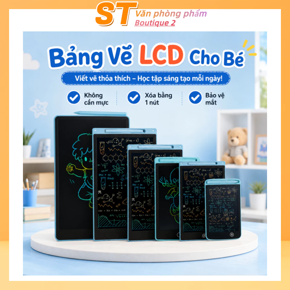 Bảng vẽ LCD dùng bút cảm ứng, bảo vệ mắt, viết xóa được, có khóa, bảng đen gia đình dùng cho học tập của trẻ em.