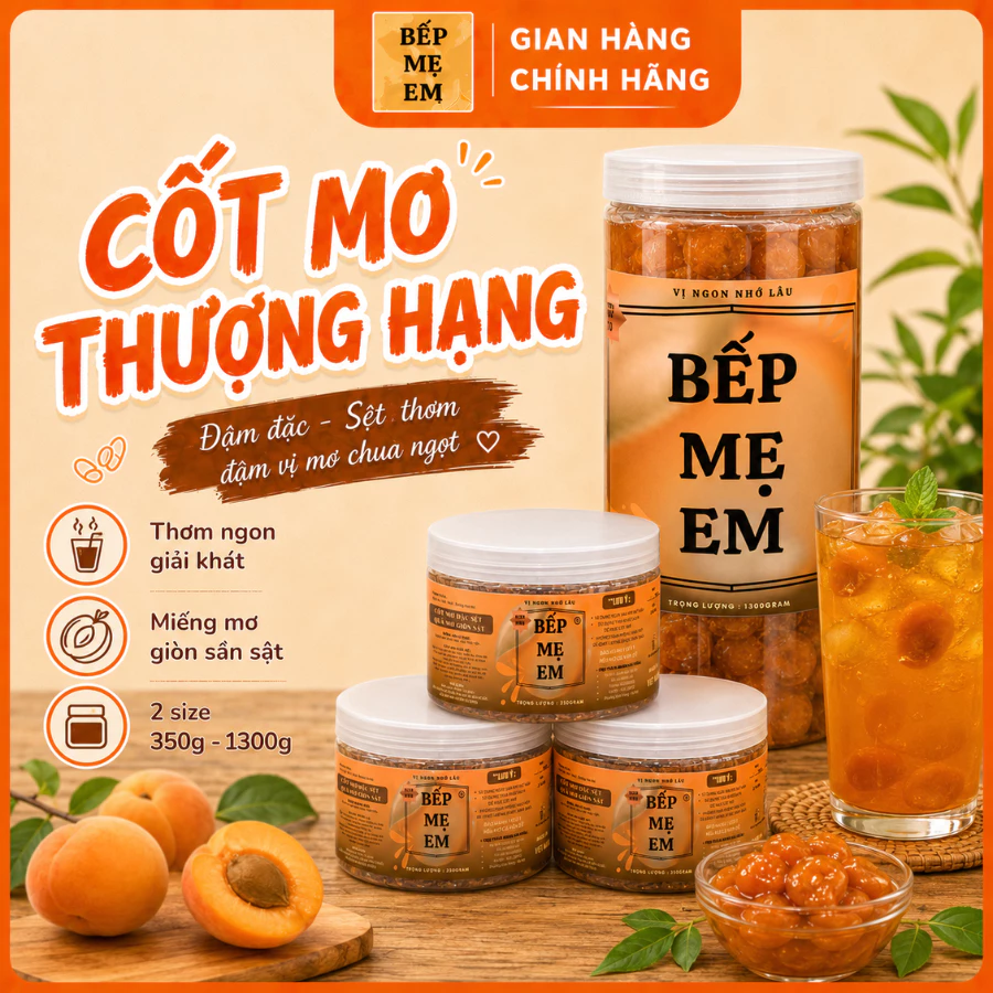 Cốt Mơ Thượng Hạng Bếp Mẹ Em : Cốt Mơ Đặc Sệt - Quả Mơ Giòn Sật / Ngâm Công Thức Đặc Biệt - Siêu Giải Khát