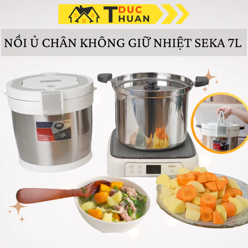 Nồi Ủ Chân Không Giữ Nhiệt SEKA SK6630 Dung Tích 7L, inox304, Tiết Kiệm Điện Ga - DT HOME