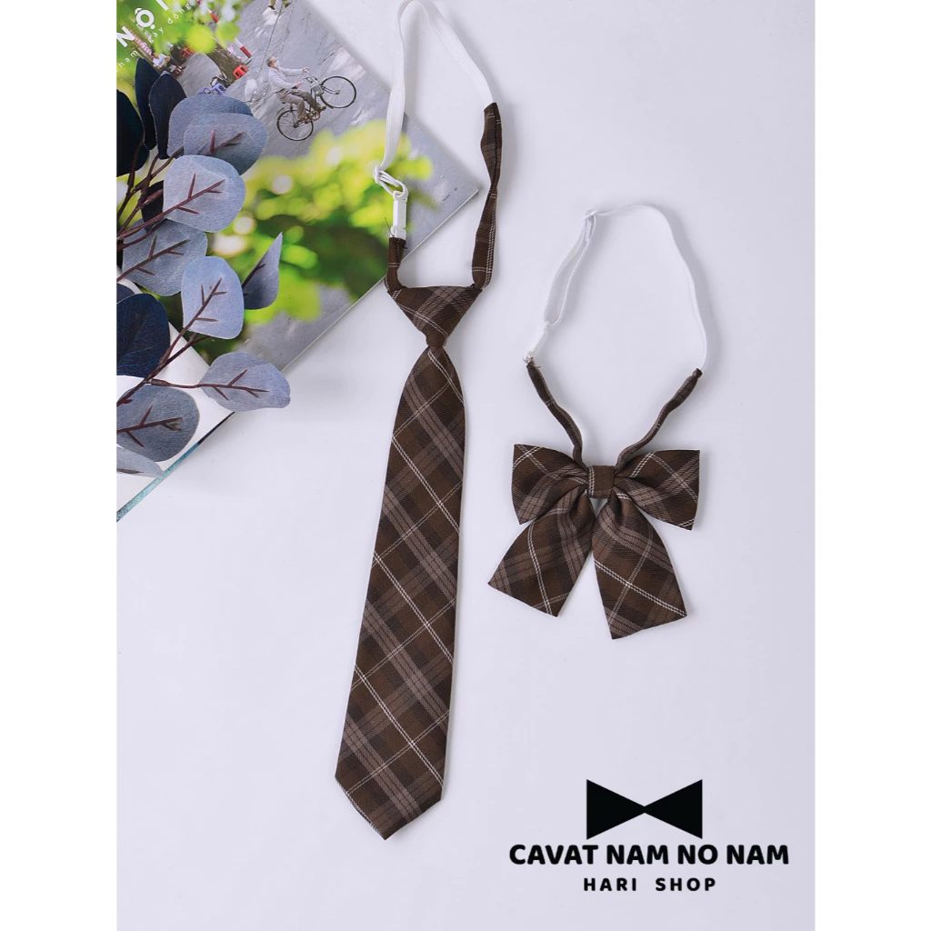 Set 58 nơ , 78 cavat nâu caro