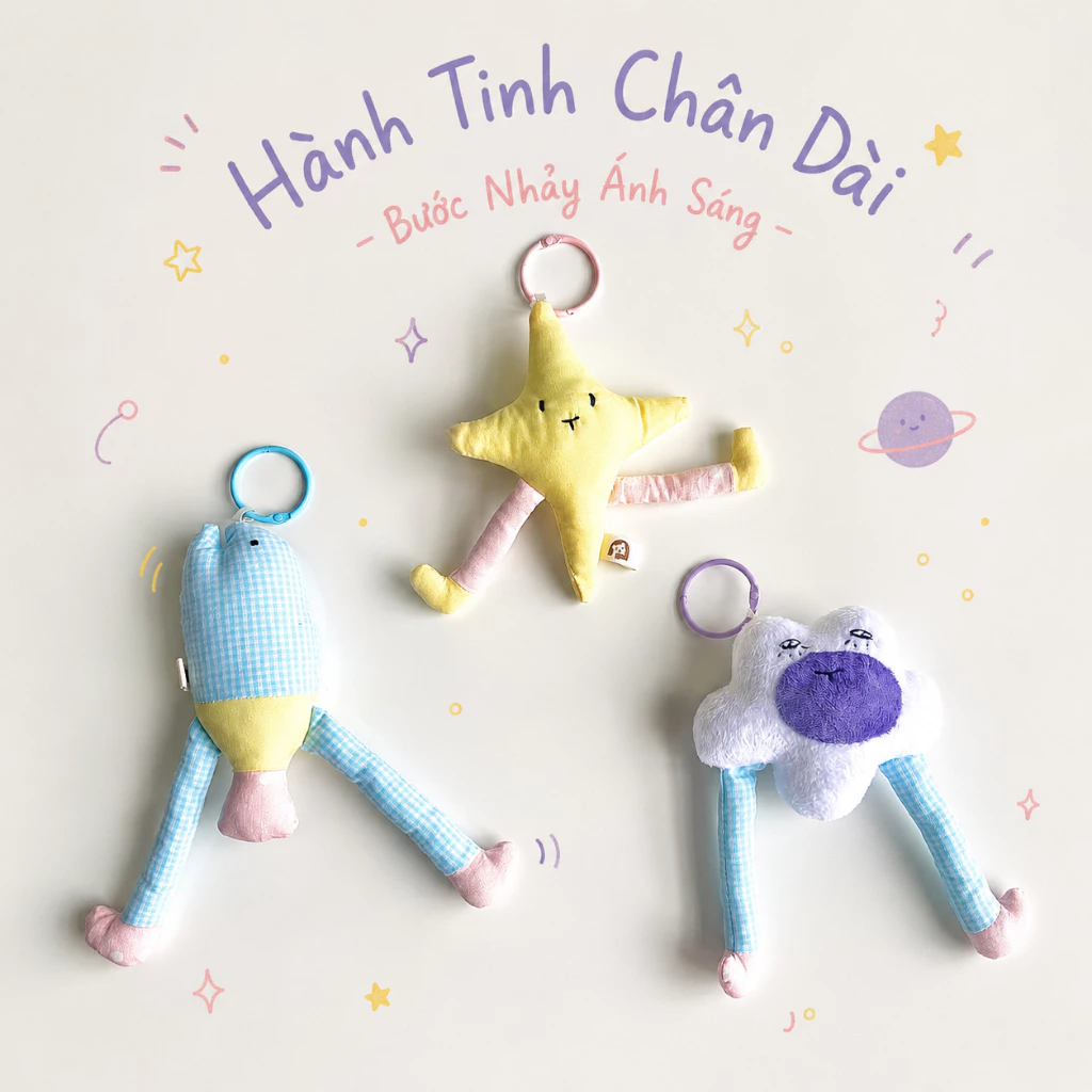 Móc Khoá Hành Tinh Chân Dài Gấu Bông Đình May