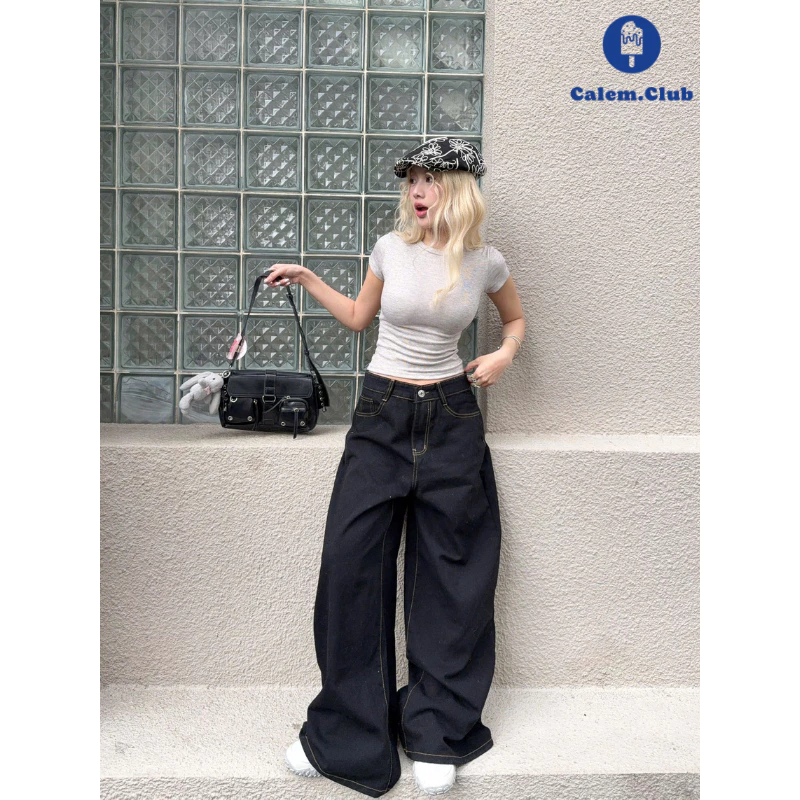 Quần KAKI Jeans Ống Rộng Ver 2 WIDE LEG Calem.Club tôn dáng cạp cao form unisex nam nữ